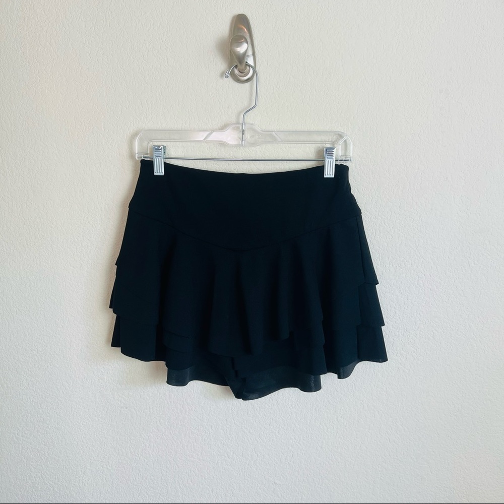 Black Ruffle Layered Mini Skirt Skort Shorts